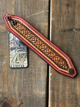 Load image into Gallery viewer, PINK PAINTED TOOLED LEATHER BRACELET
